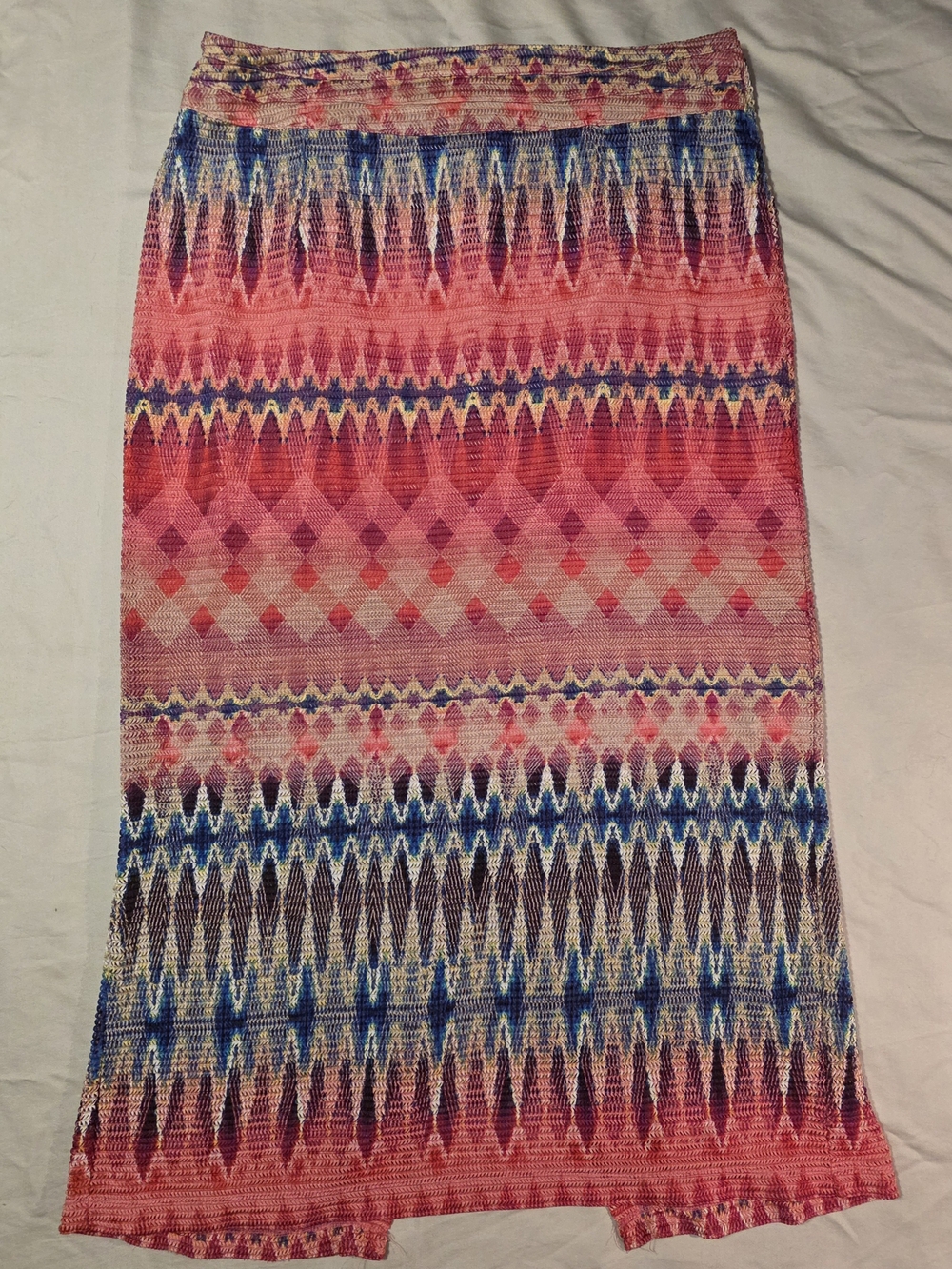 Women’s Coral and Blue Patterned Maxi Skirt